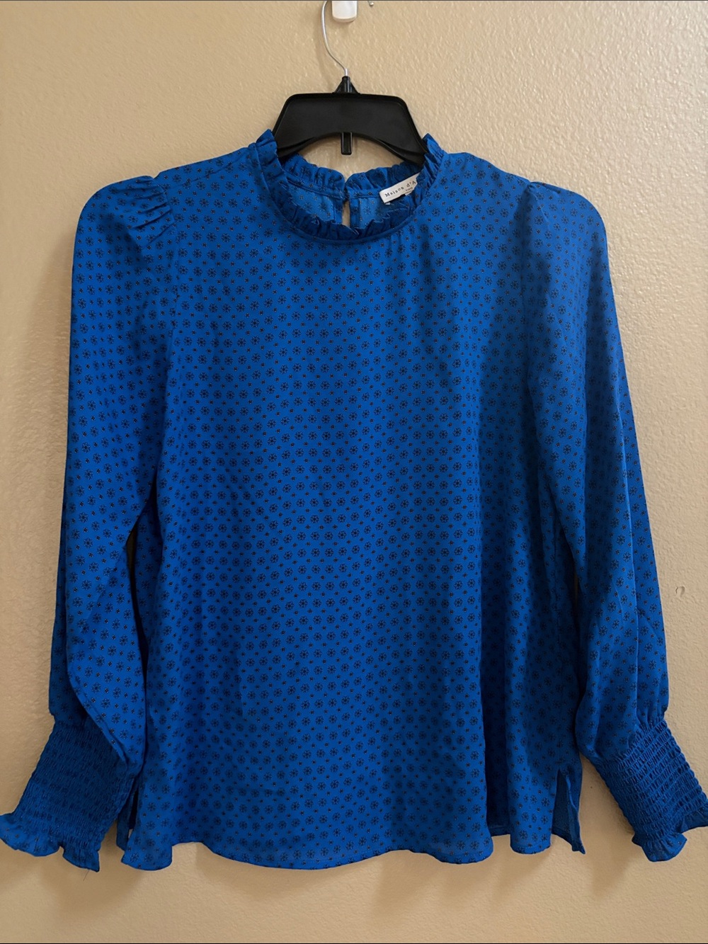 a new day Cobalt Blue Ruffled Neck Long Sleeve Blouse